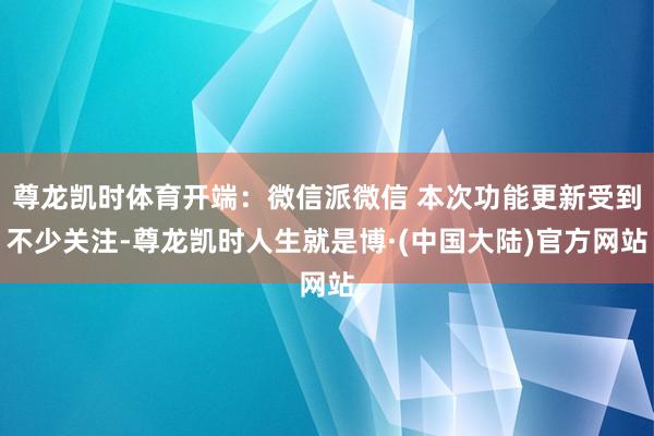 尊龙凯时体育开端：微信派微信 本次功能更新受到不少关注-尊龙凯时人生就是博·(中国大陆)官方网站