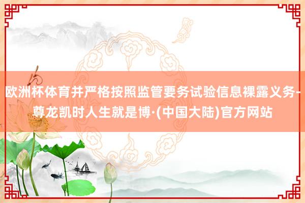 欧洲杯体育并严格按照监管要务试验信息裸露义务-尊龙凯时人生就是博·(中国大陆)官方网站