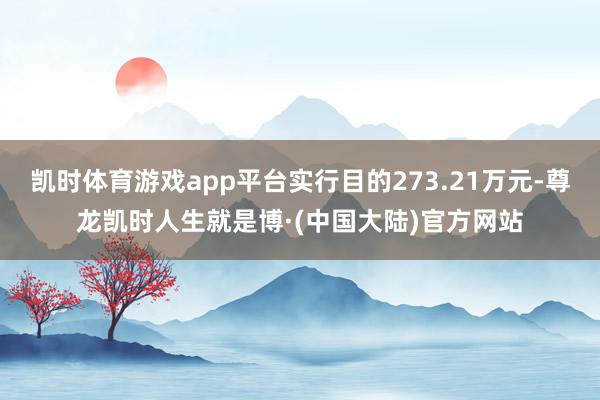 凯时体育游戏app平台实行目的273.21万元-尊龙凯时人生就是博·(中国大陆)官方网站