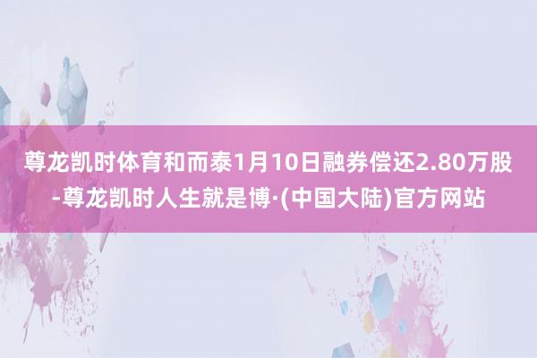 尊龙凯时体育和而泰1月10日融券偿还2.80万股-尊龙凯时人生就是博·(中国大陆)官方网站