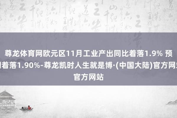 尊龙体育网欧元区11月工业产出同比着落1.9% 预期着落1.90%-尊龙凯时人生就是博·(中国大陆)官方网站