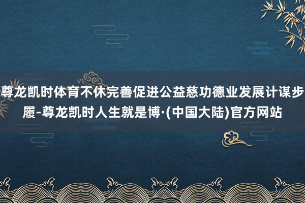 尊龙凯时体育不休完善促进公益慈功德业发展计谋步履-尊龙凯时人生就是博·(中国大陆)官方网站